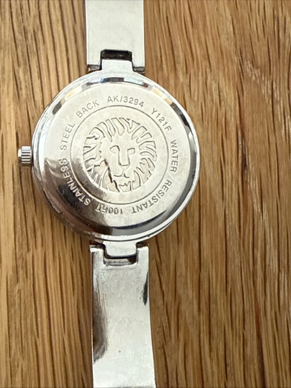 Anne Klein Silver Bracelet Watch with Black Dial and Crystal Accents, Runs Great